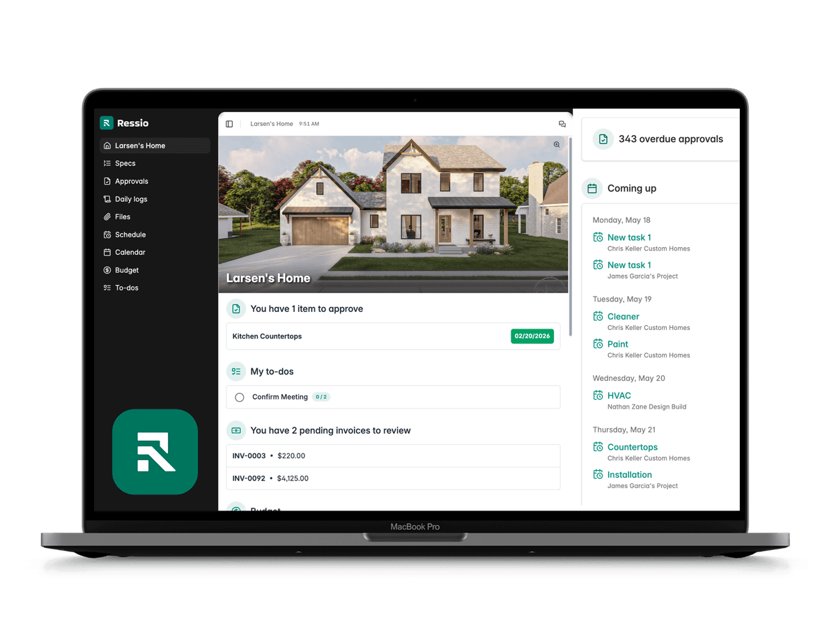 Ressio financial overview on laptop